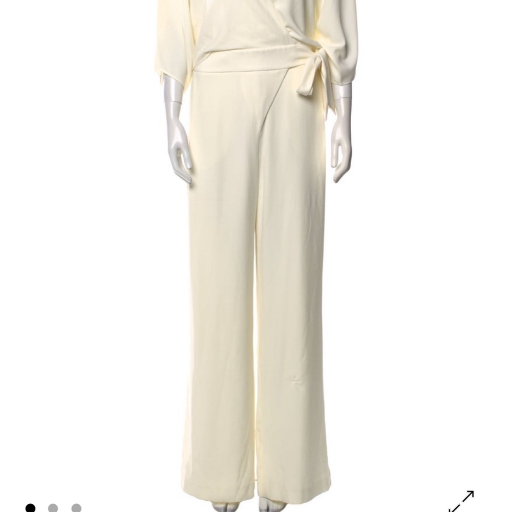 Halston Heritage Cream Wrap Jumpsuit‎